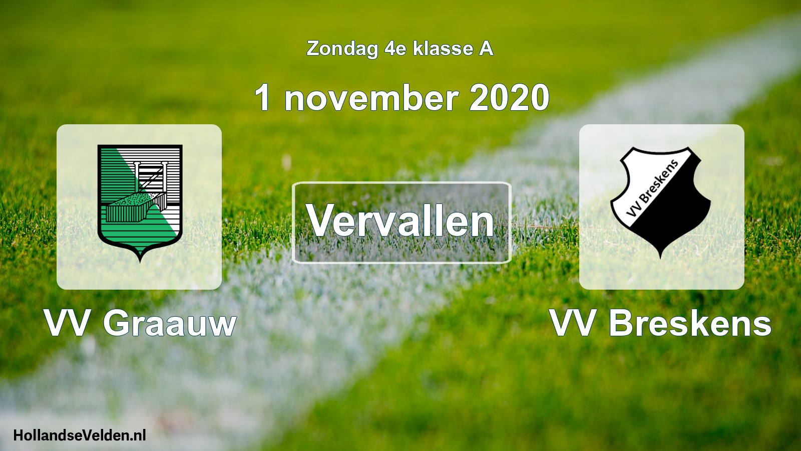 Scheduled Match: VV Graauw - VV Breskens (1 November 2020)