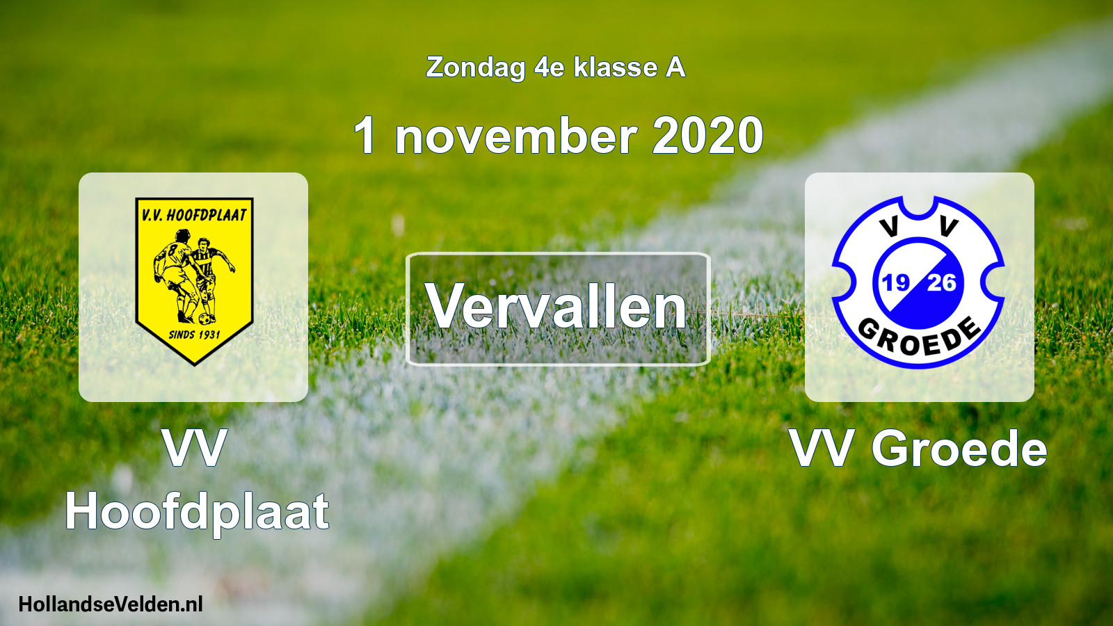 Scheduled Match: VV Hoofdplaat - VV Groede (1 November 2020)