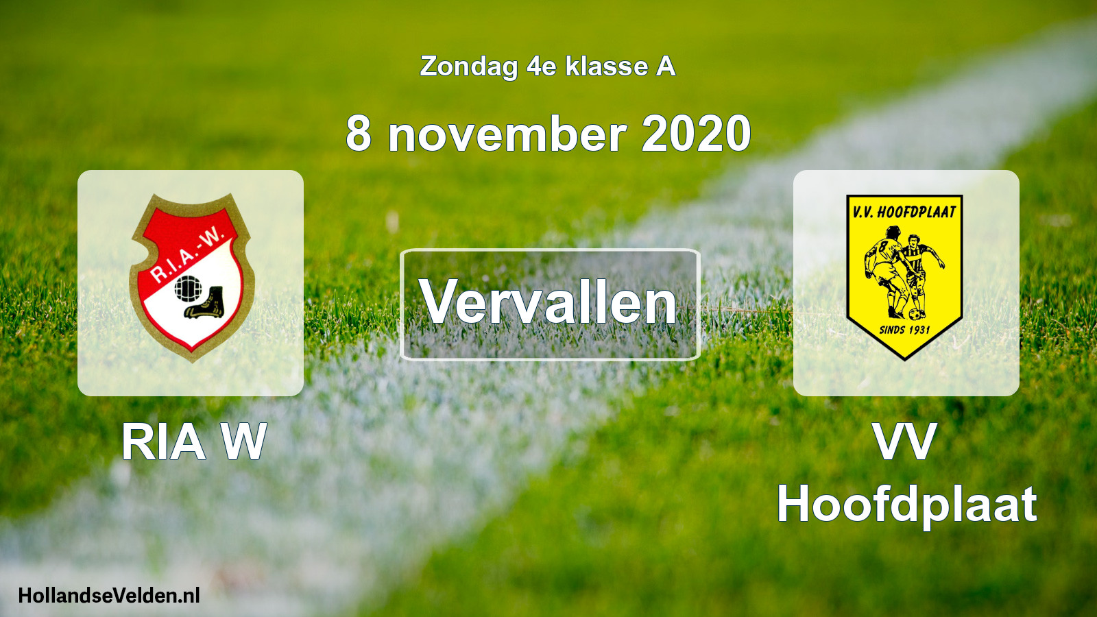 Scheduled Match: RIA W - VV Hoofdplaat (8 November 2020)