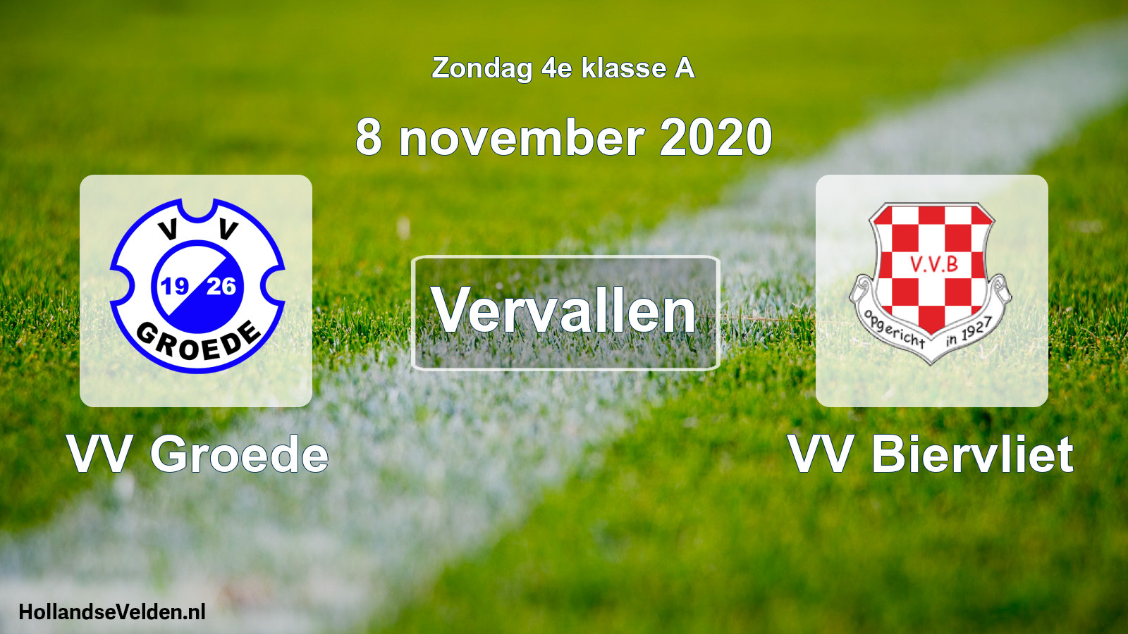 Scheduled Match: VV Groede - VV Biervliet (8 November 2020)