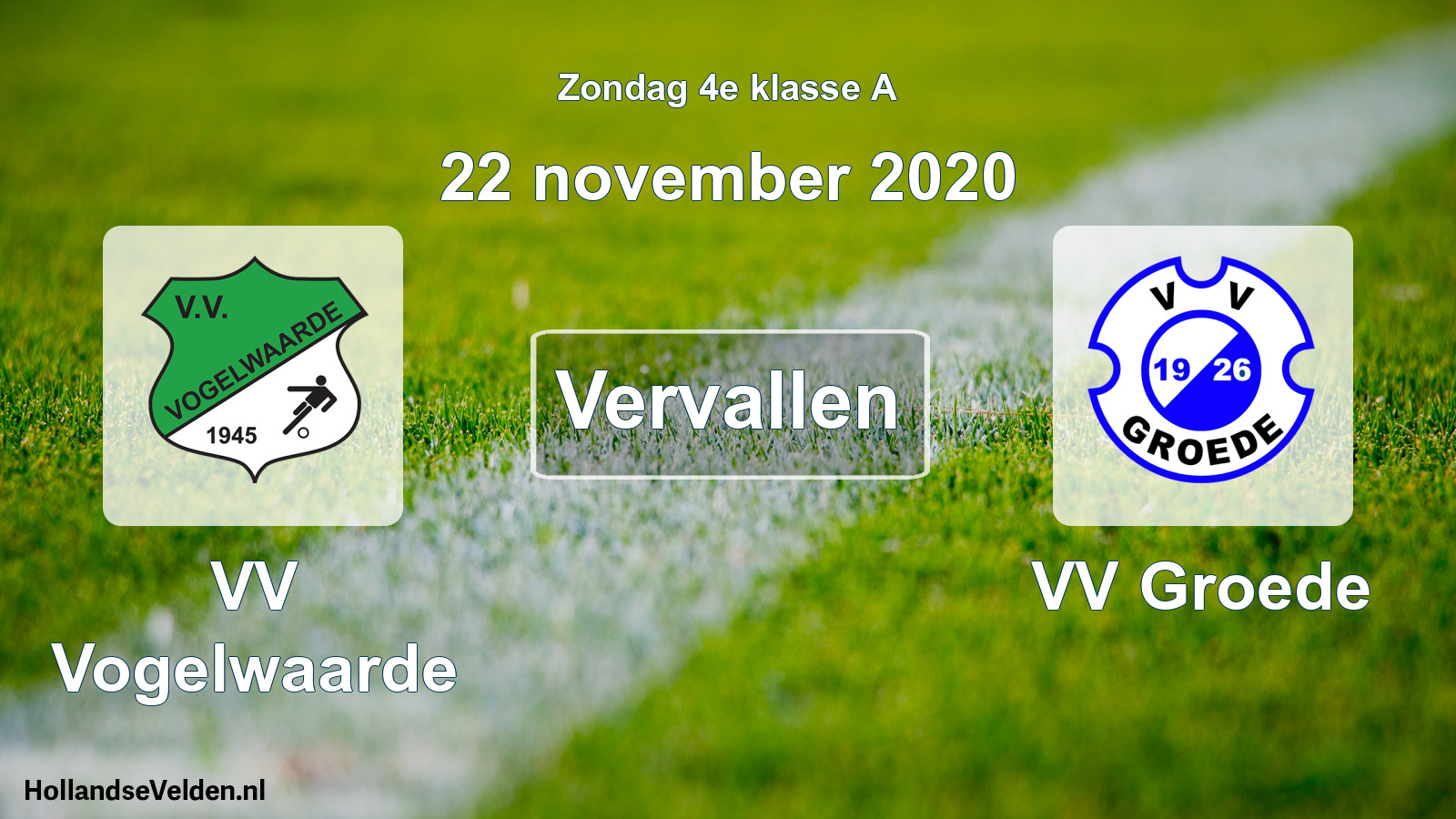 Scheduled Match: VV Vogelwaarde - VV Groede (22 November 2020)