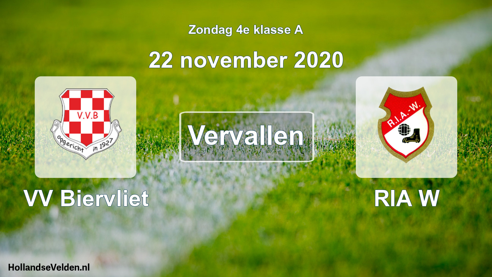 Scheduled Match: VV Biervliet - RIA W (22 November 2020)