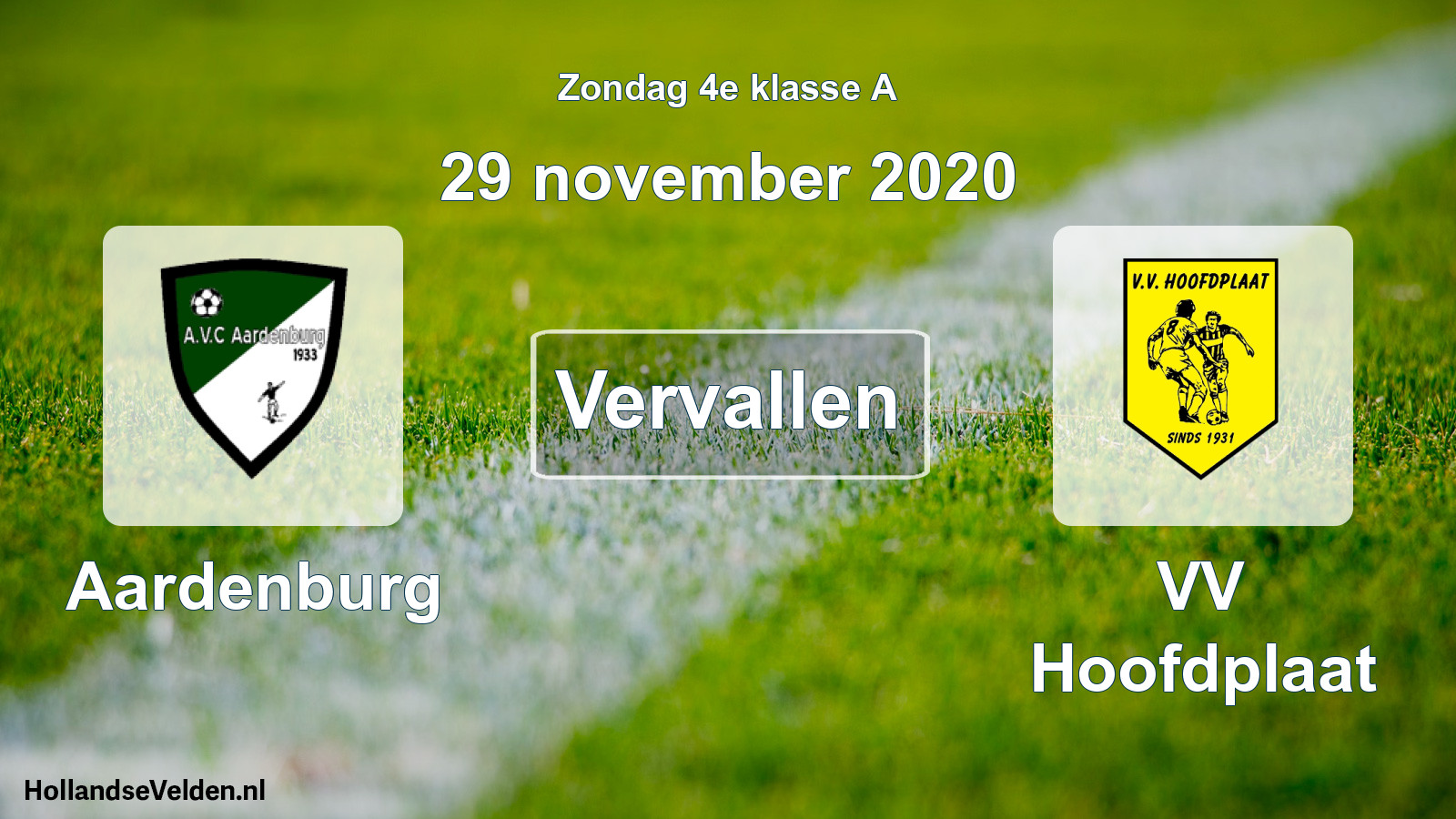 Scheduled Match: Aardenburg - VV Hoofdplaat (29 November 2020)