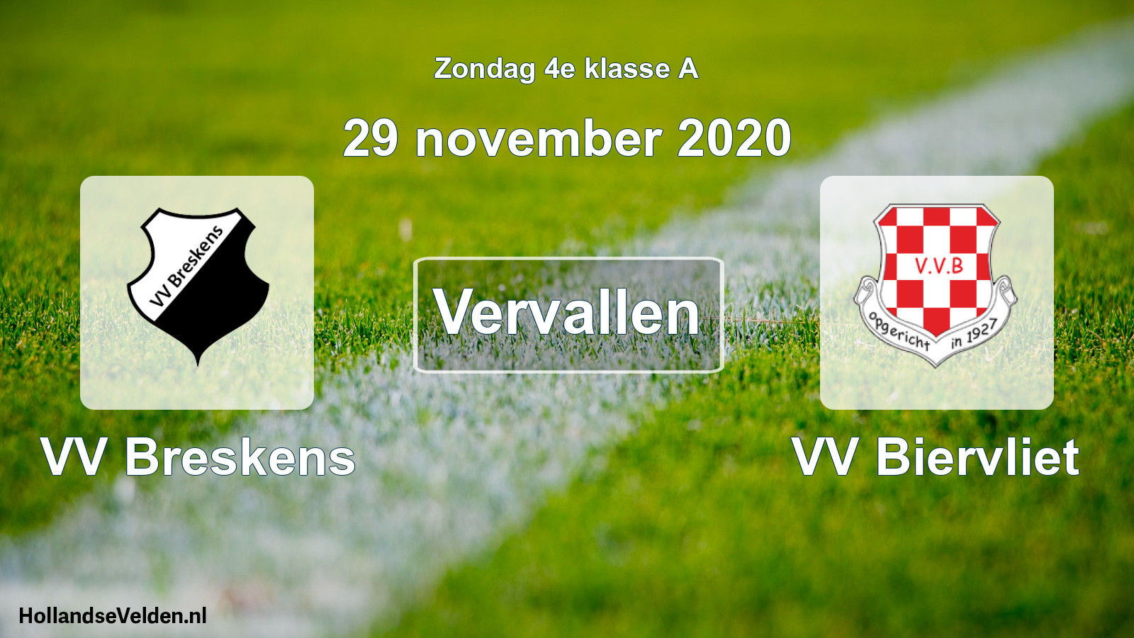 Scheduled Match: VV Breskens - VV Biervliet (29 November 2020)