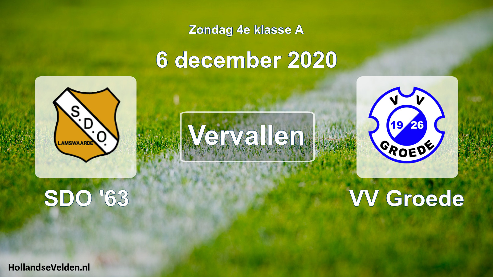 Scheduled Match: SDO '63 - VV Groede (6 December 2020)