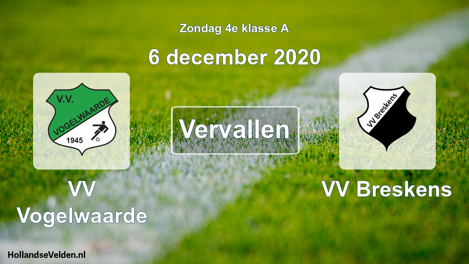 Scheduled Match: VV Vogelwaarde - VV Breskens (6 December 2020)
