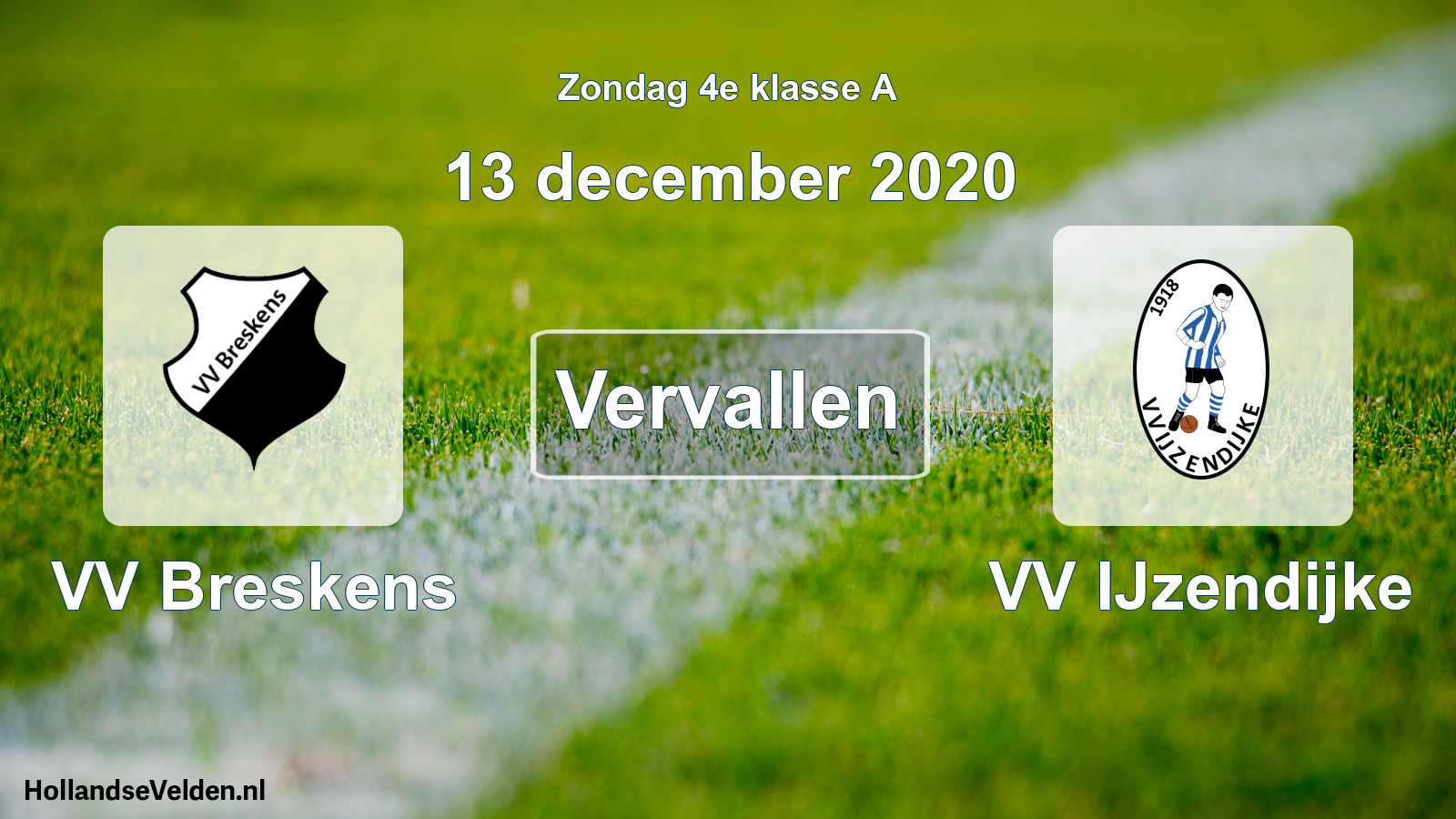 Scheduled Match: VV Breskens - VV IJzendijke (13 December 2020)