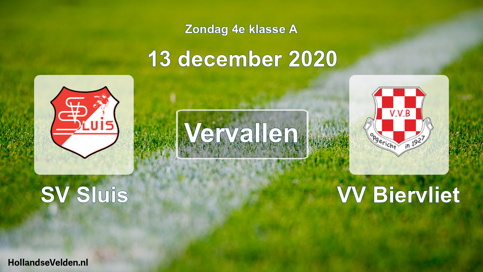Scheduled Match: SV Sluis - VV Biervliet (13 December 2020)