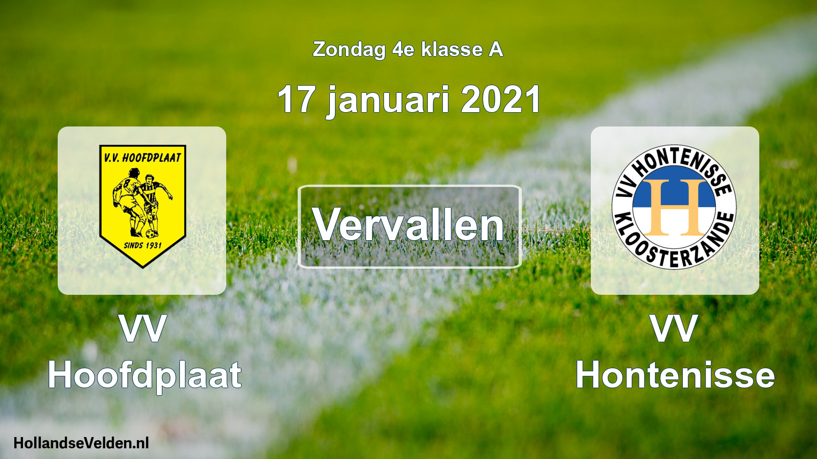Scheduled Match: VV Hoofdplaat - VV Hontenisse (17 January 2021)