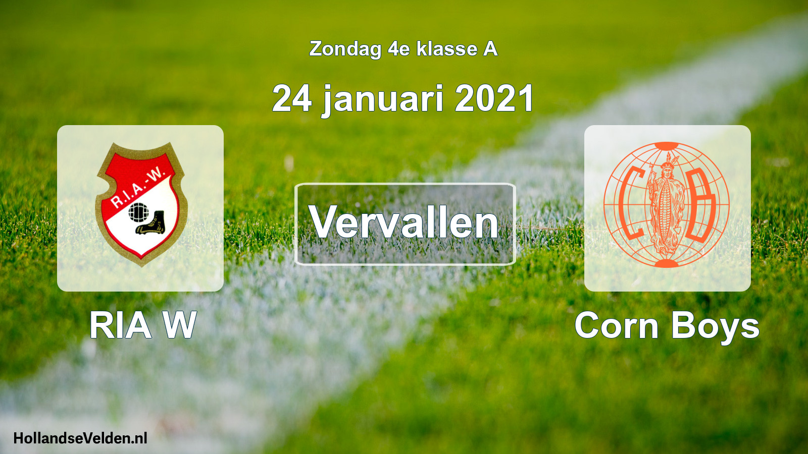 Scheduled Match: RIA W - Corn Boys (24 January 2021)