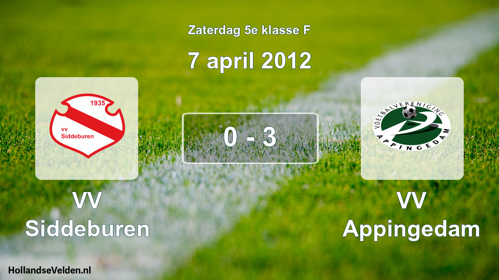 Total number of matches played: VV Siddeburen - VV Appingedam 0 - 3 (7 April 2012)