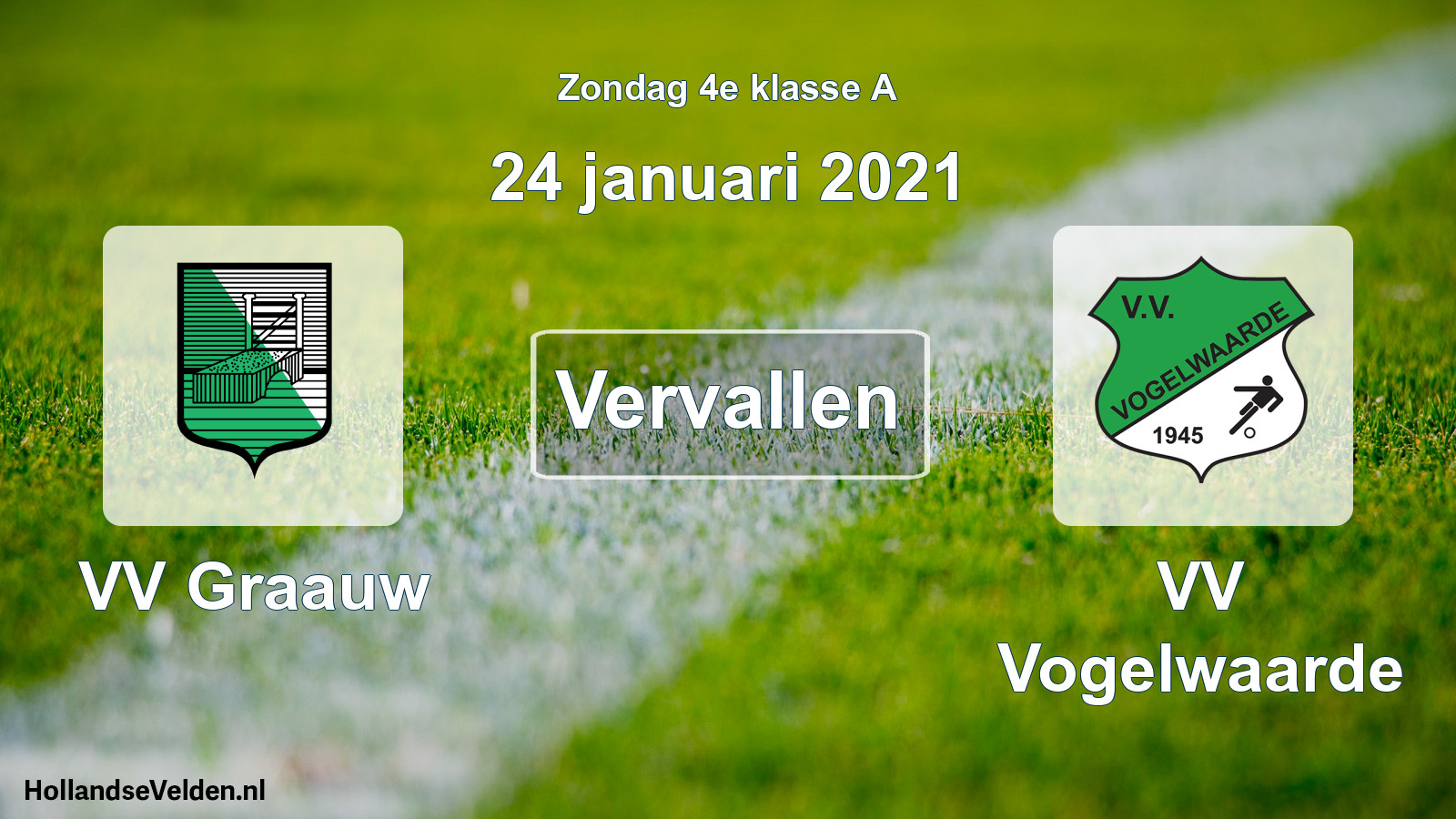 Scheduled Match: VV Graauw - VV Vogelwaarde (24 January 2021)