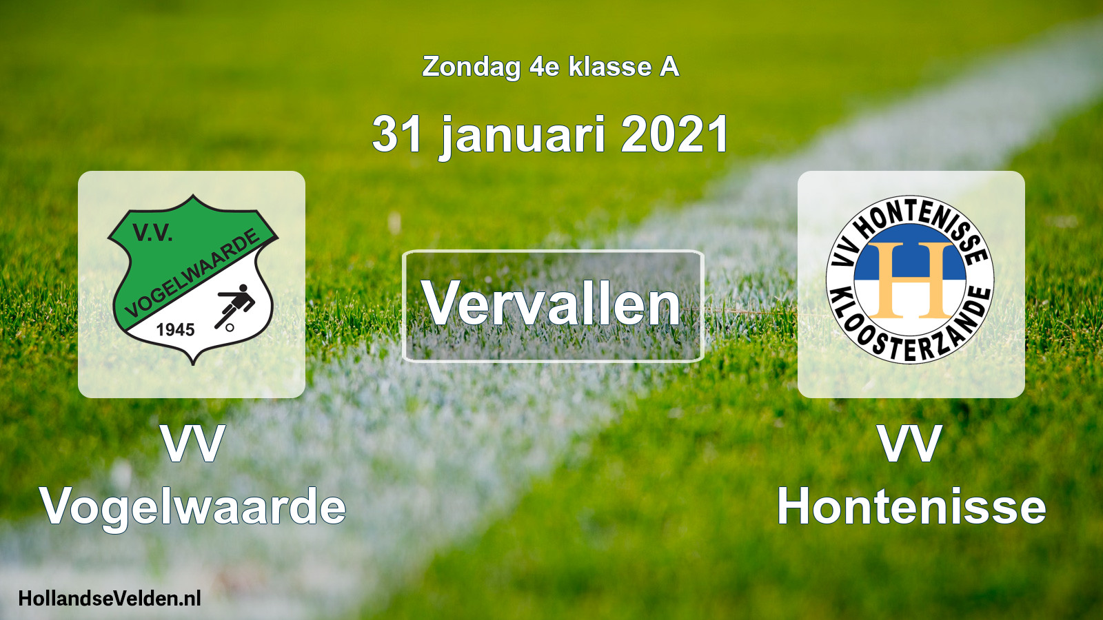 Scheduled Match: VV Vogelwaarde - VV Hontenisse (31 January 2021)