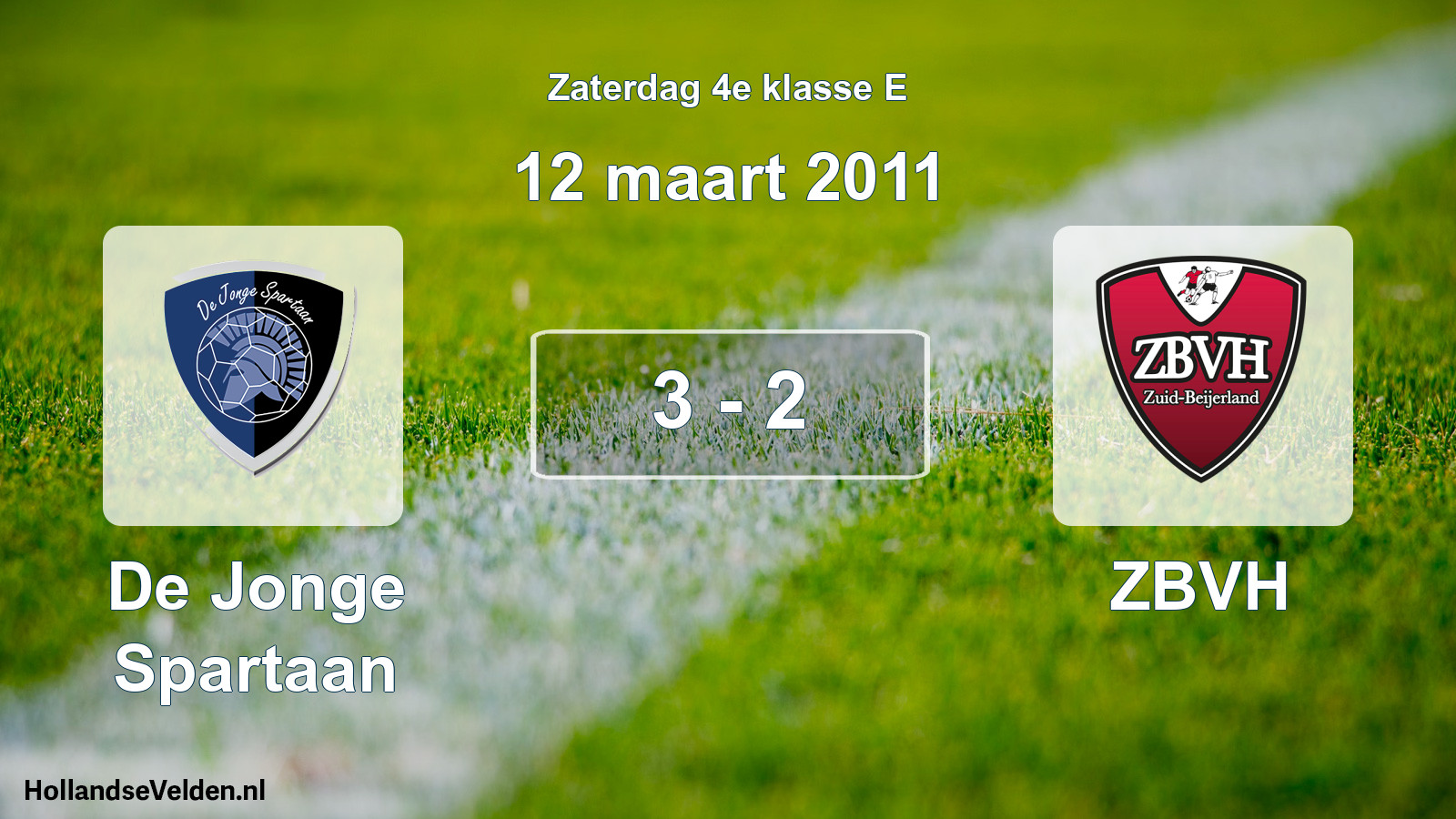 Total number of matches played: De Jonge Spartaan - ZBVH 3 - 2 (12 March 2011)