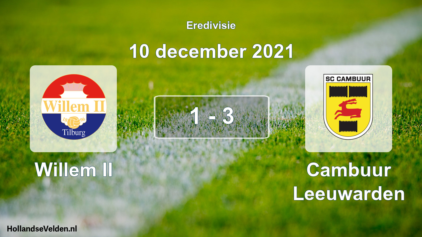 Total number of matches played: Willem II - Cambuur Leeuwarden 1 - 3 (10 December 2021)