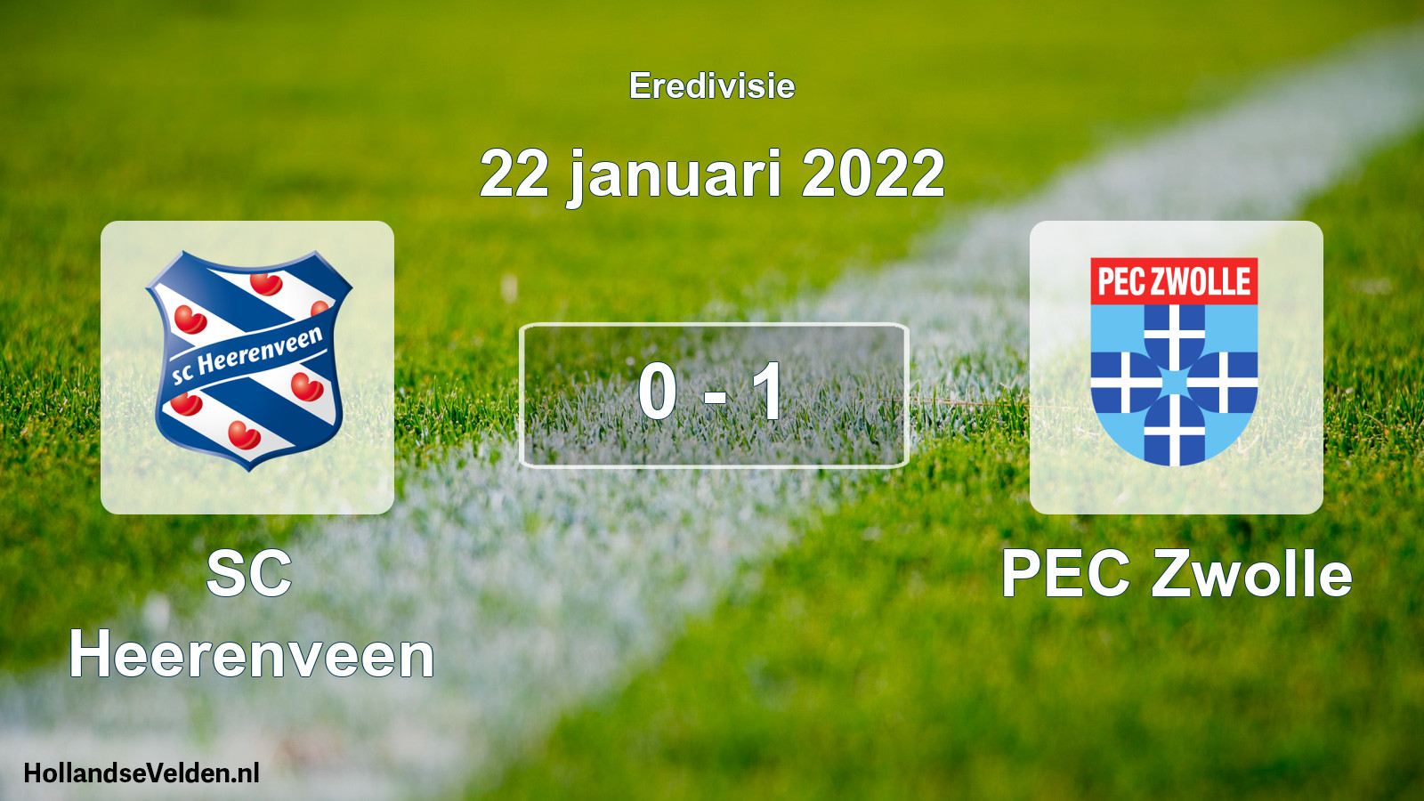 Total number of matches played: SC Heerenveen - PEC Zwolle 0 - 1 (22 January 2022)