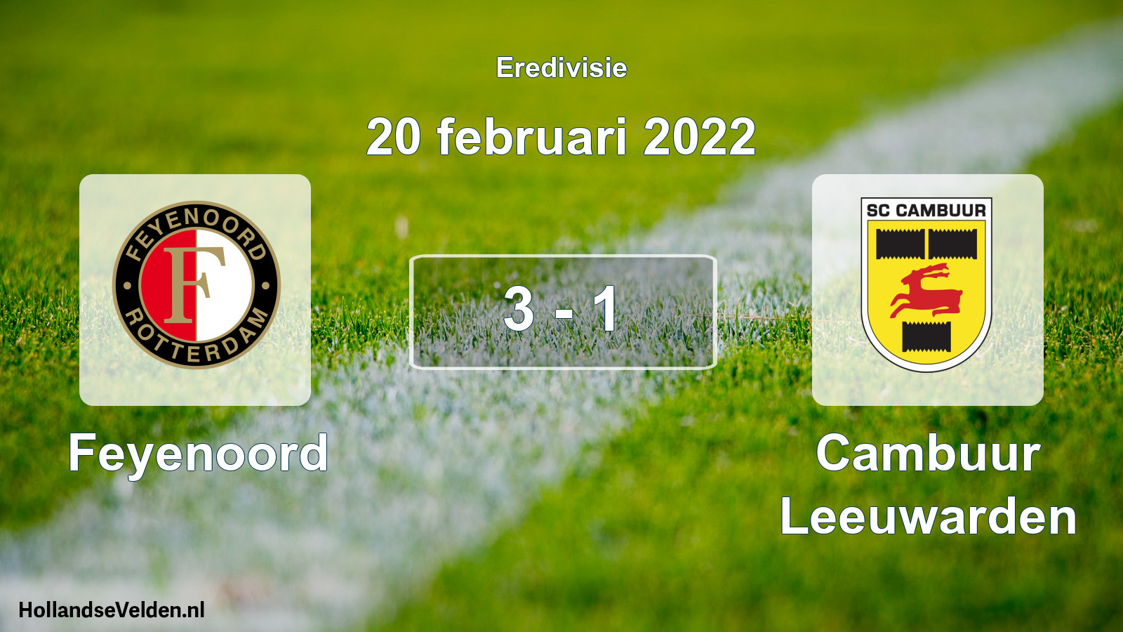 Total number of matches played: Feyenoord - Cambuur Leeuwarden 3 - 1 (20 February 2022)