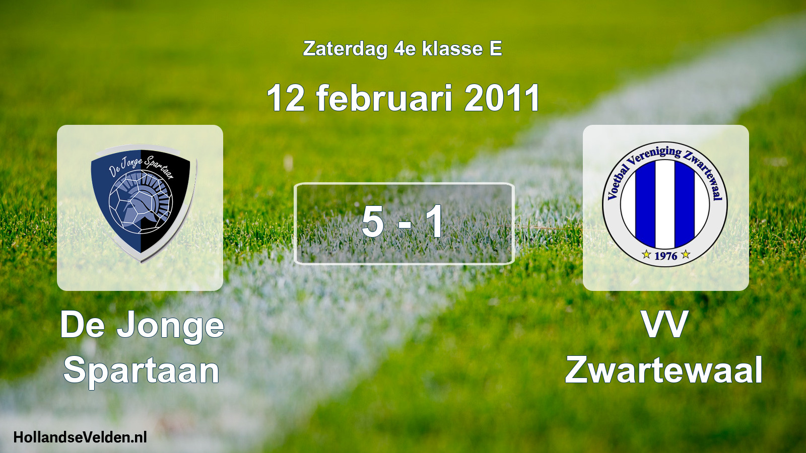 Total number of matches played: De Jonge Spartaan - VV Zwartewaal 5 - 1 (12 February 2011)