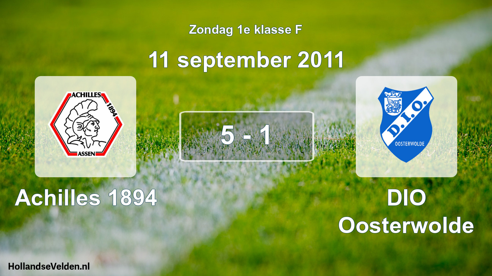 Total number of matches played: Achilles 1894 - DIO Oosterwolde 5 - 1 (11 September 2011)