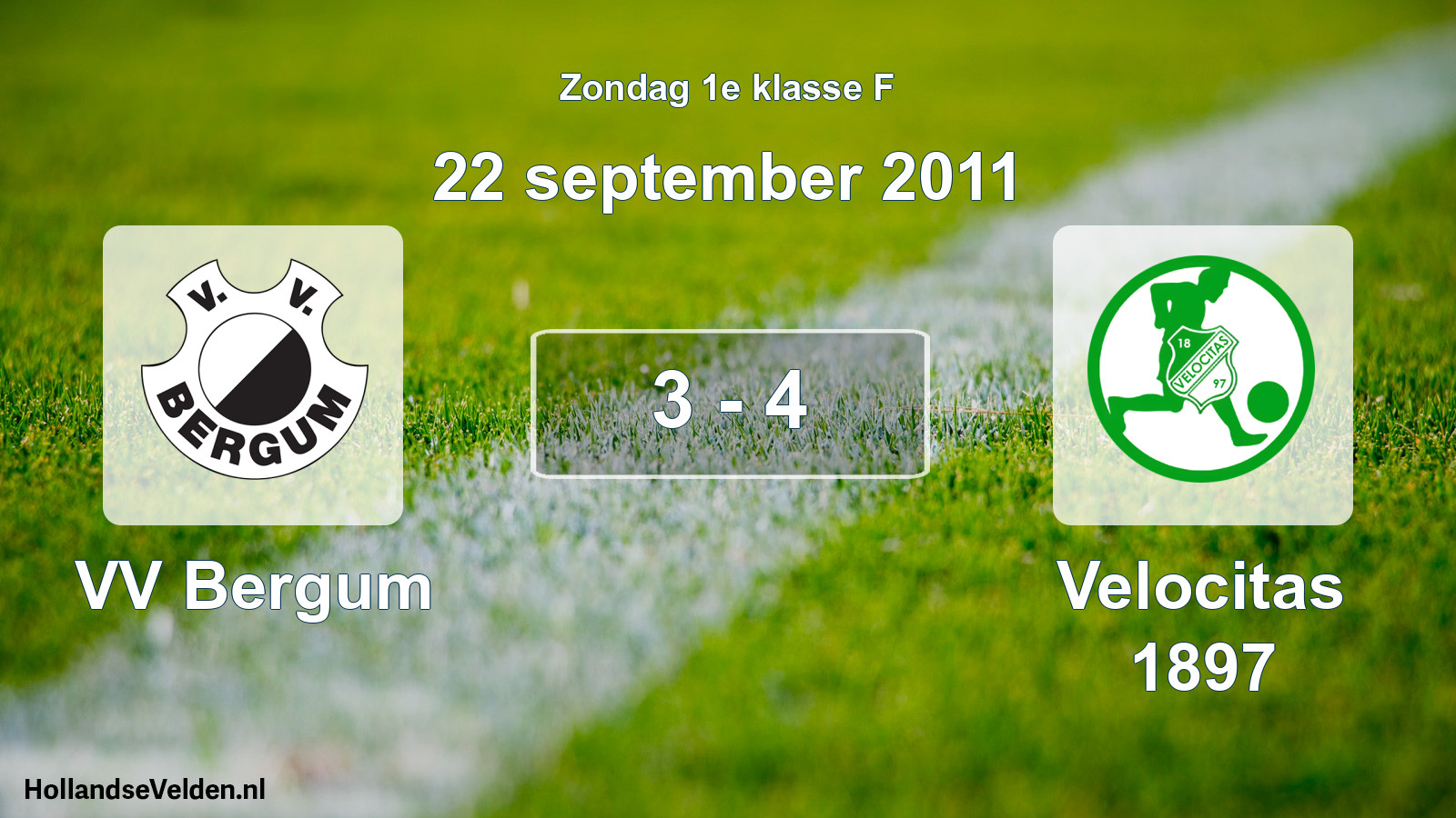 Total number of matches played: VV Bergum - Velocitas 1897 3 - 4 (22 September 2011)