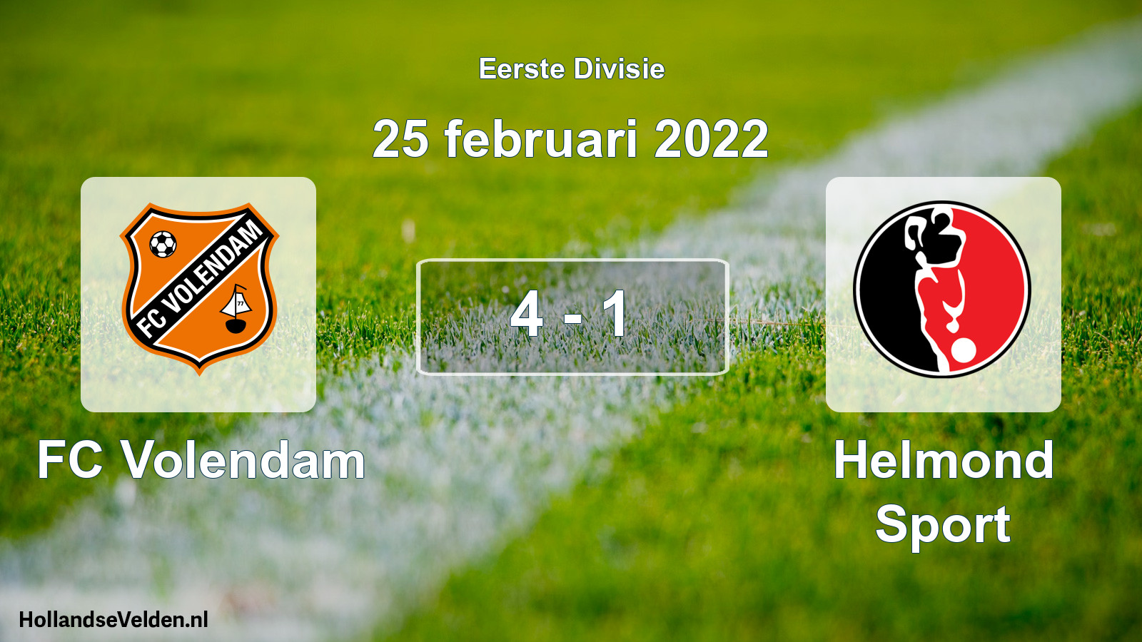Total number of matches played: FC Volendam - Helmond Sport 4 - 1 (25 February 2022)
