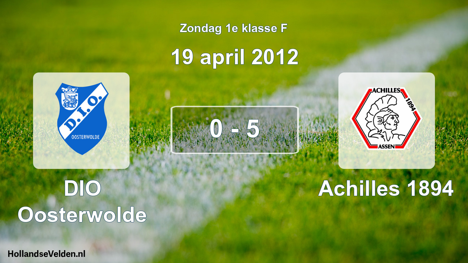 Total number of matches played: DIO Oosterwolde - Achilles 1894 0 - 5 (19 April 2012)