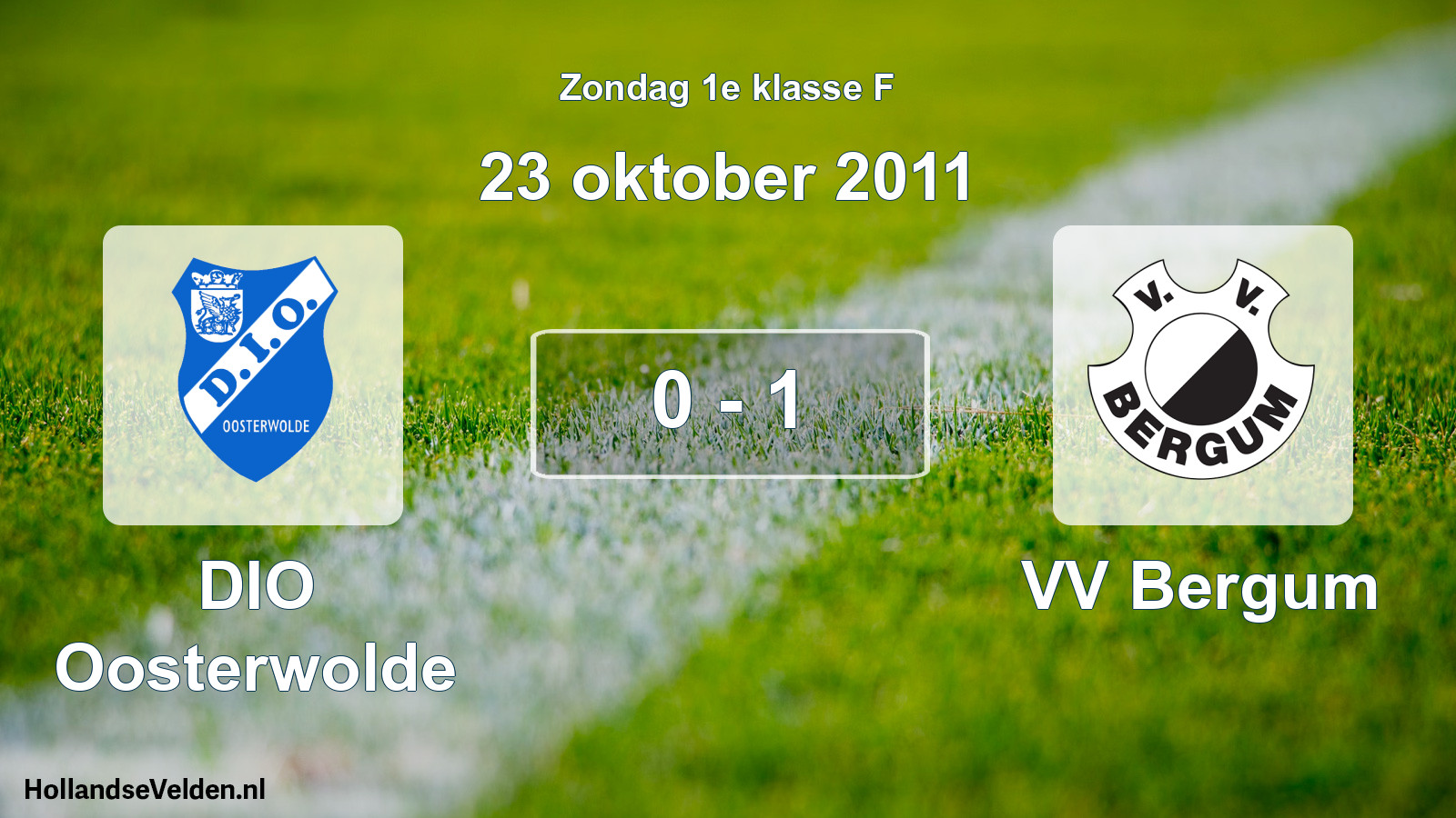 Total number of matches played: DIO Oosterwolde - VV Bergum 0 - 1 (23 October 2011)