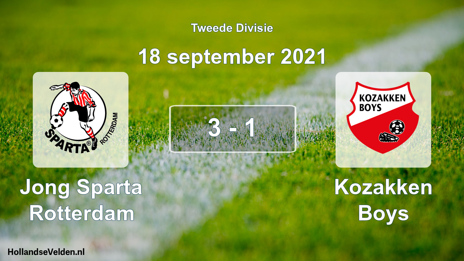 Total number of matches played: Jong Sparta Rotterdam - Kozakken Boys 3 - 1 (18 September 2021)