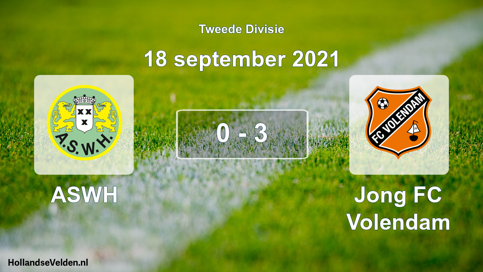 Total number of matches played: ASWH - Jong FC Volendam 0 - 3 (18 September 2021)