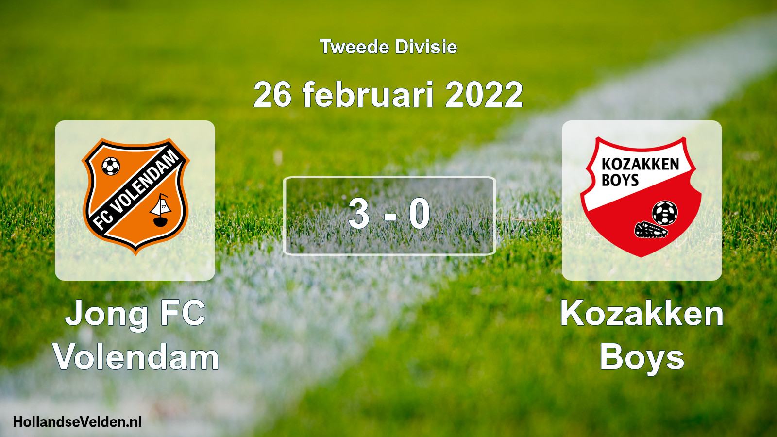 Total number of matches played: Jong FC Volendam - Kozakken Boys 3 - 0 (26 February 2022)
