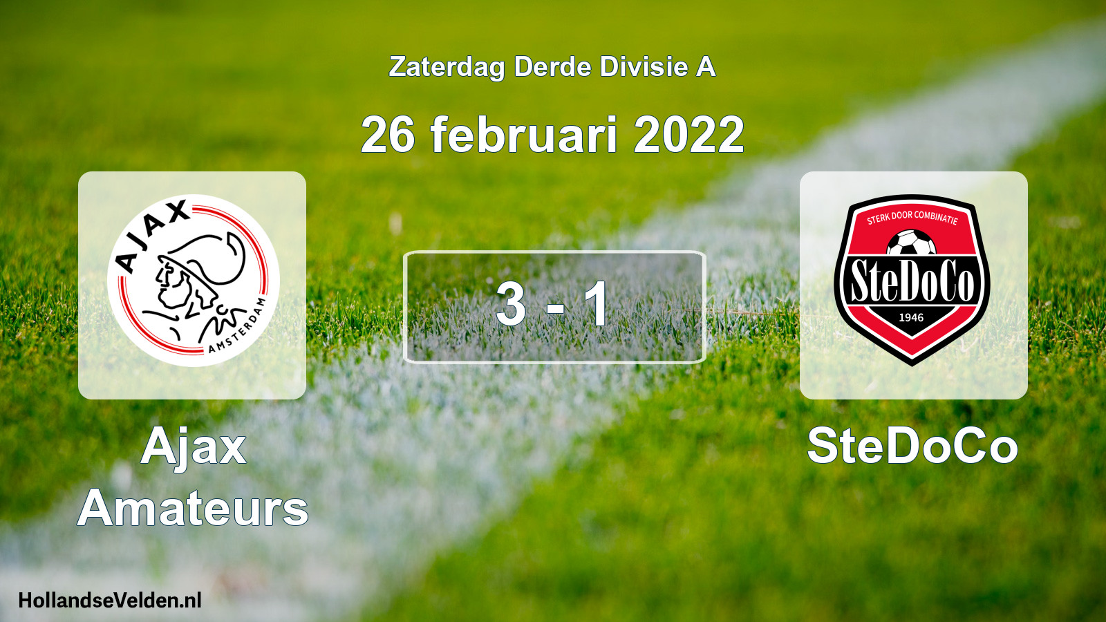 Total number of matches played: Ajax Amateurs - SteDoCo 3 - 1 (26 February 2022)