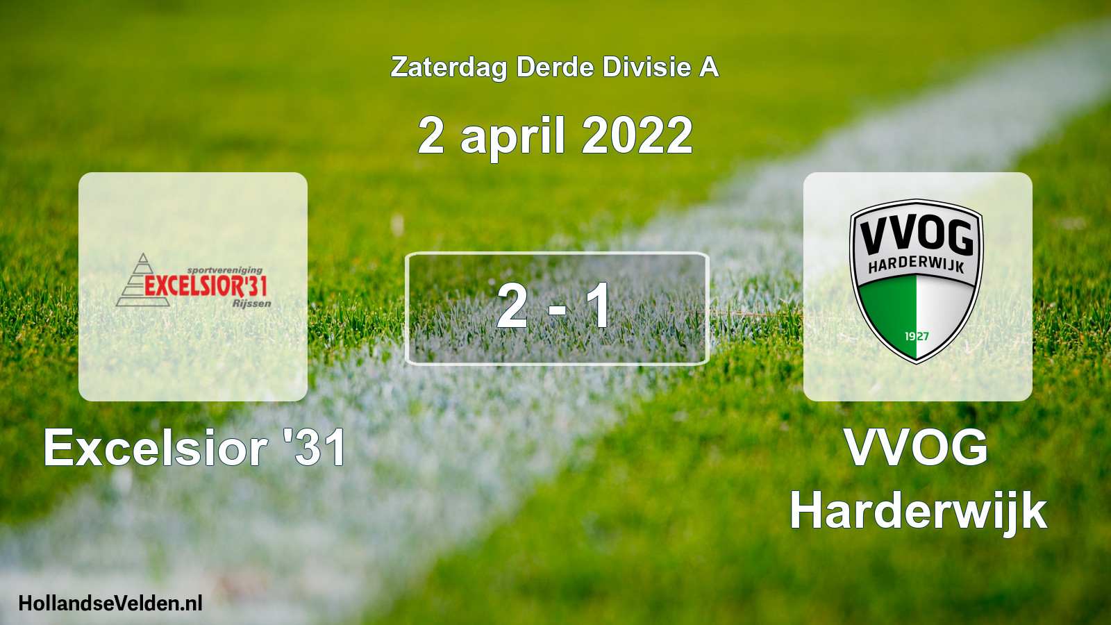 Total number of matches played: Excelsior '31 - VVOG Harderwijk 2 - 1 (2 April 2022)