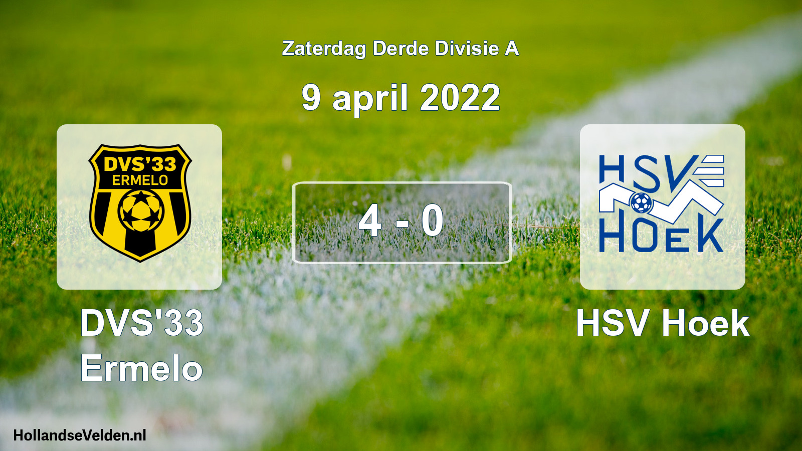 Total number of matches played: DVS'33 Ermelo - HSV Hoek 4 - 0 (9 April 2022)