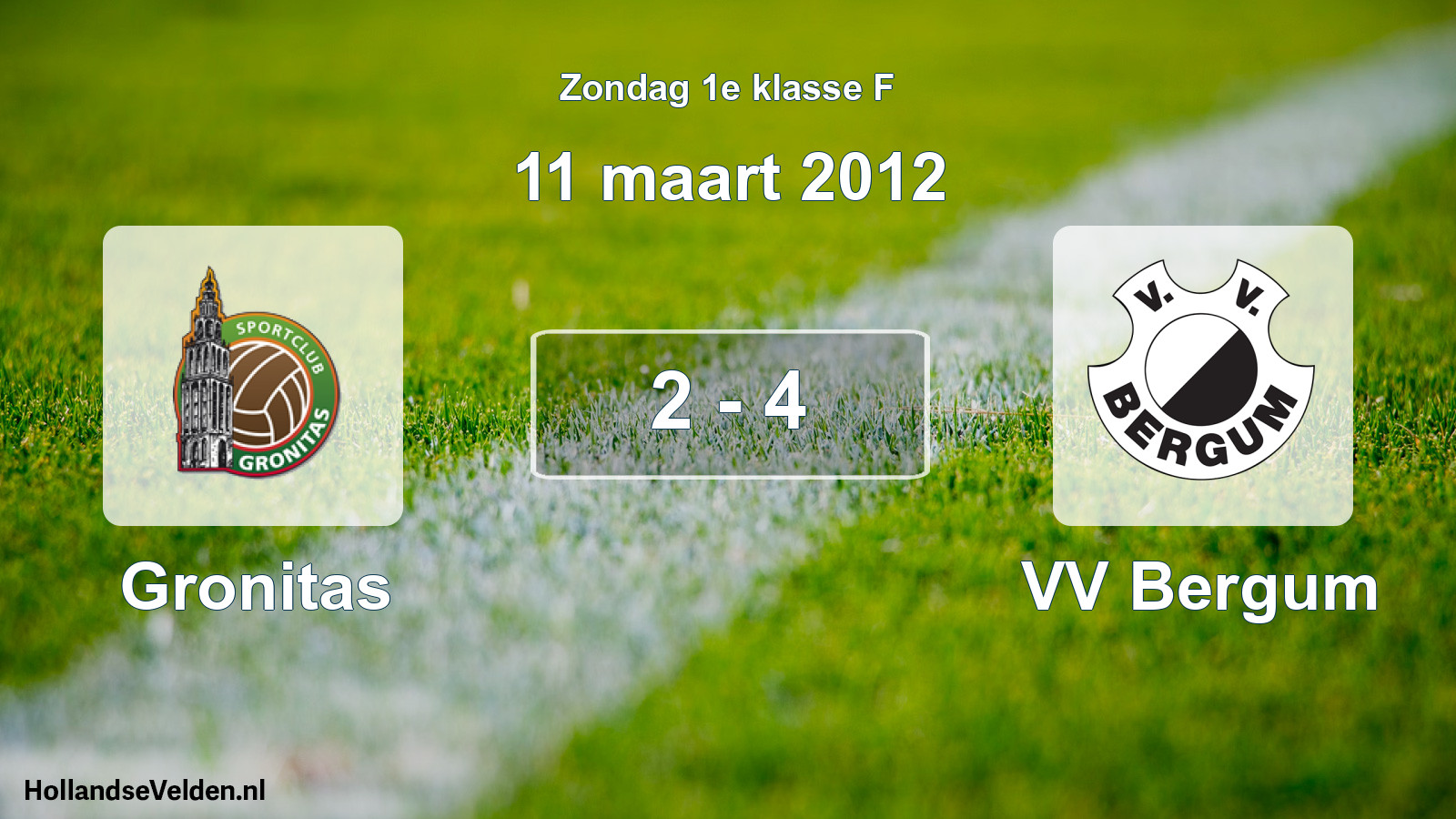 Total number of matches played: Gronitas - VV Bergum 2 - 4 (11 March 2012)