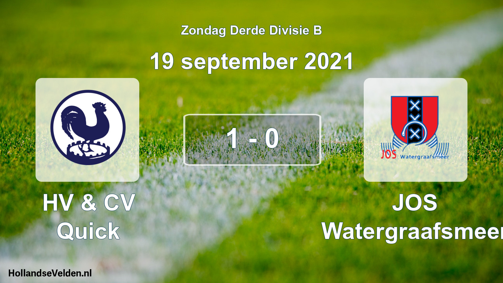 Total number of matches played: HV & CV Quick - JOS Watergraafsmeer 1 - 0 (19 September 2021)