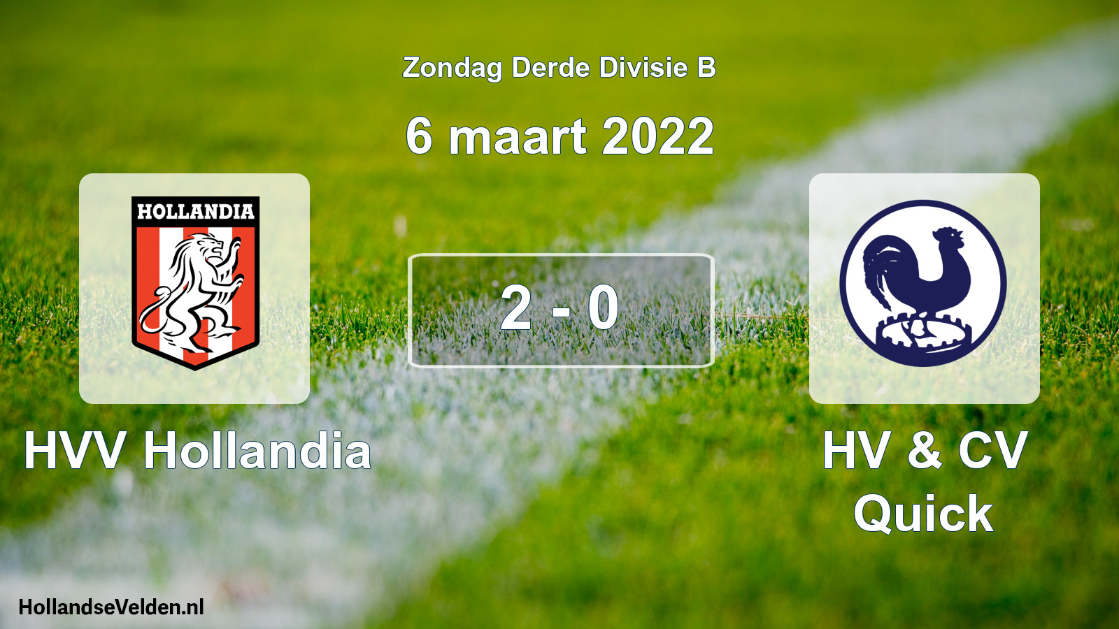 Total number of matches played: HVV Hollandia - HV & CV Quick 2 - 0 (6 March 2022)