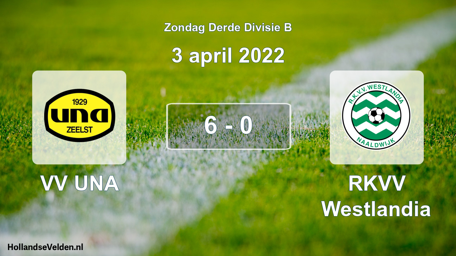 Total number of matches played: VV UNA - RKVV Westlandia 6 - 0 (3 April 2022)
