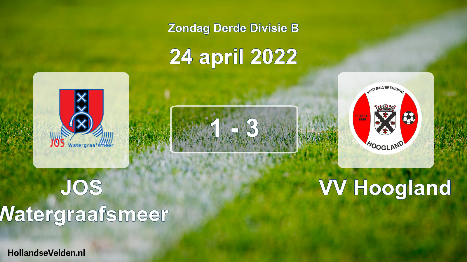 Total number of matches played: JOS Watergraafsmeer - VV Hoogland 1 - 3 (24 April 2022)