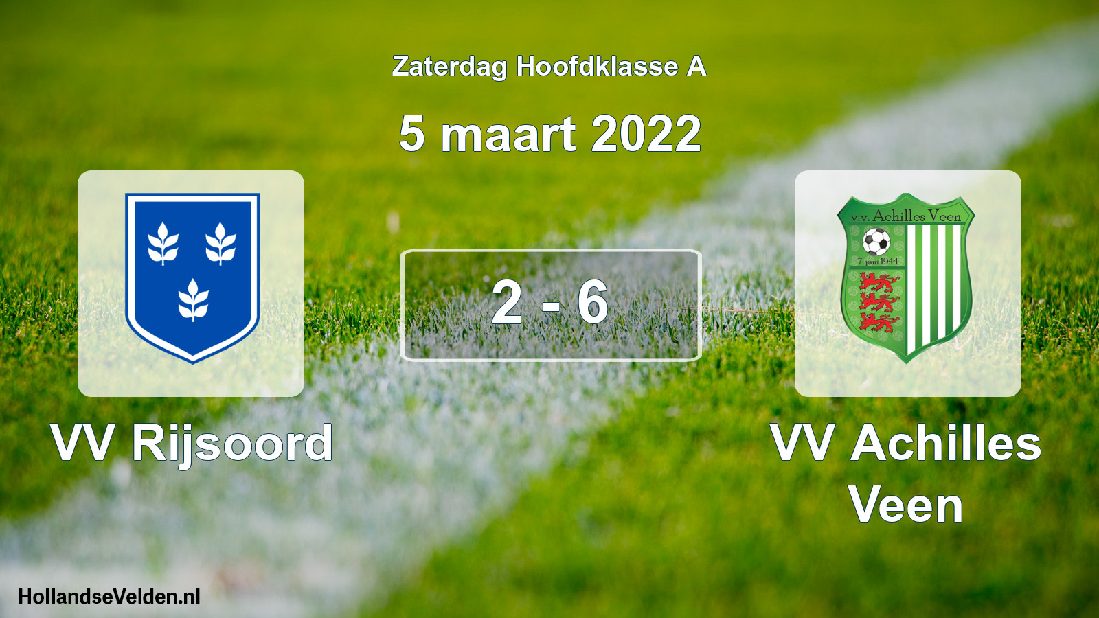 Total number of matches played: VV Rijsoord - VV Achilles Veen 2 - 6 (5 March 2022)