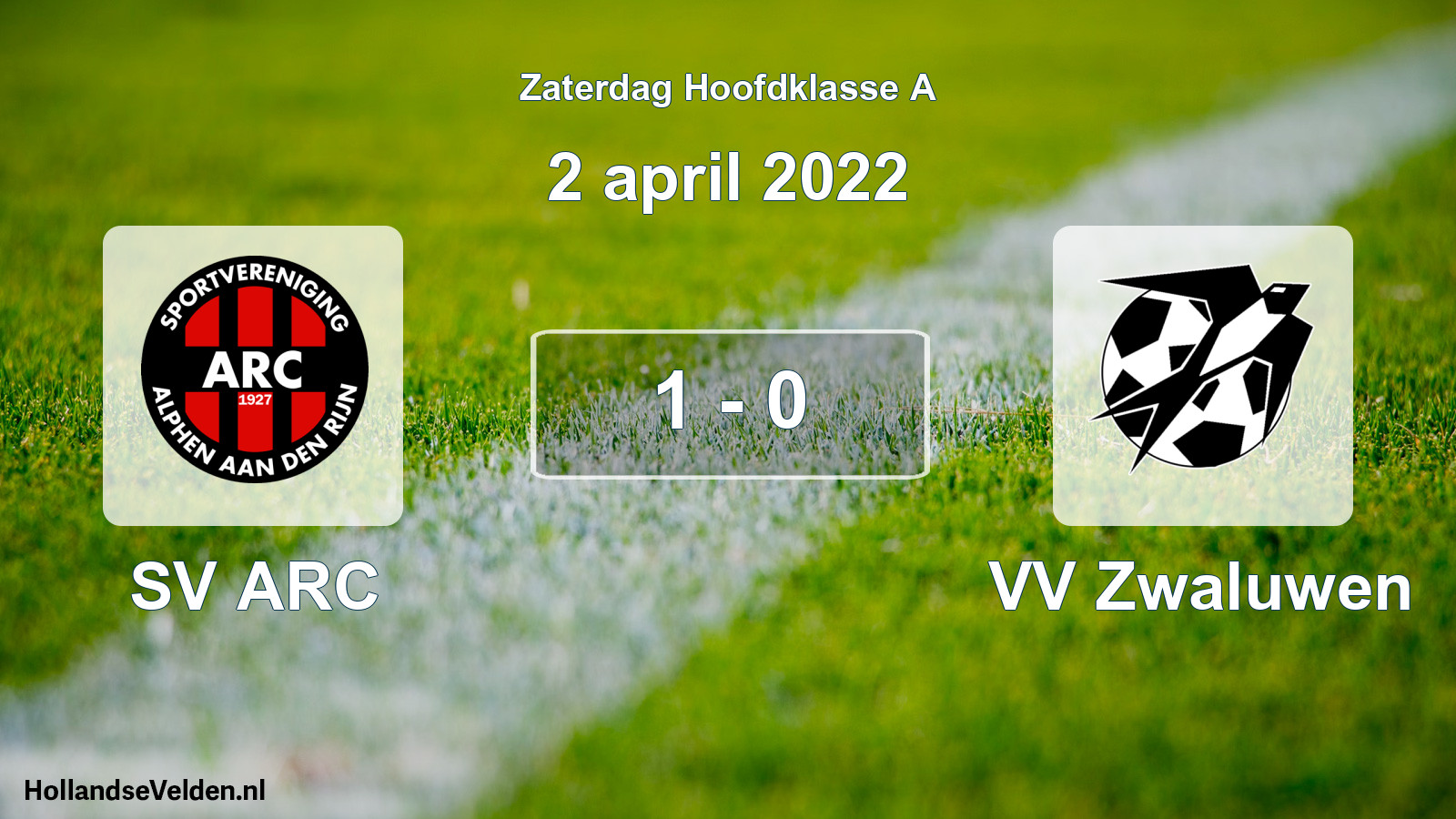 Total number of matches played: SV ARC - VV Zwaluwen 1 - 0 (2 April 2022)