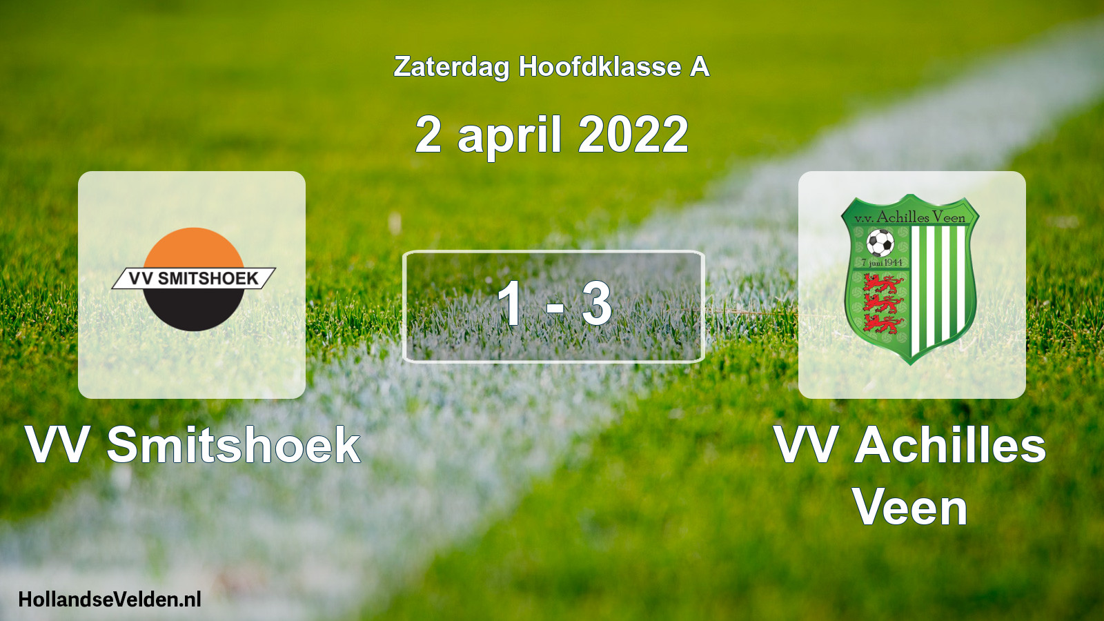 Total number of matches played: VV Smitshoek - VV Achilles Veen 1 - 3 (2 April 2022)