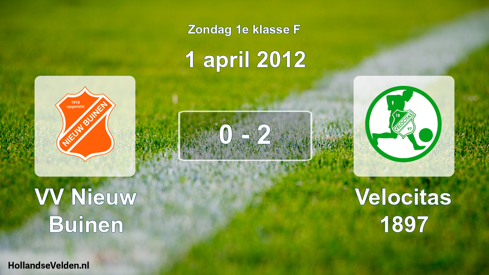 Total number of matches played: VV Nieuw Buinen - Velocitas 1897 0 - 2 (1 April 2012)