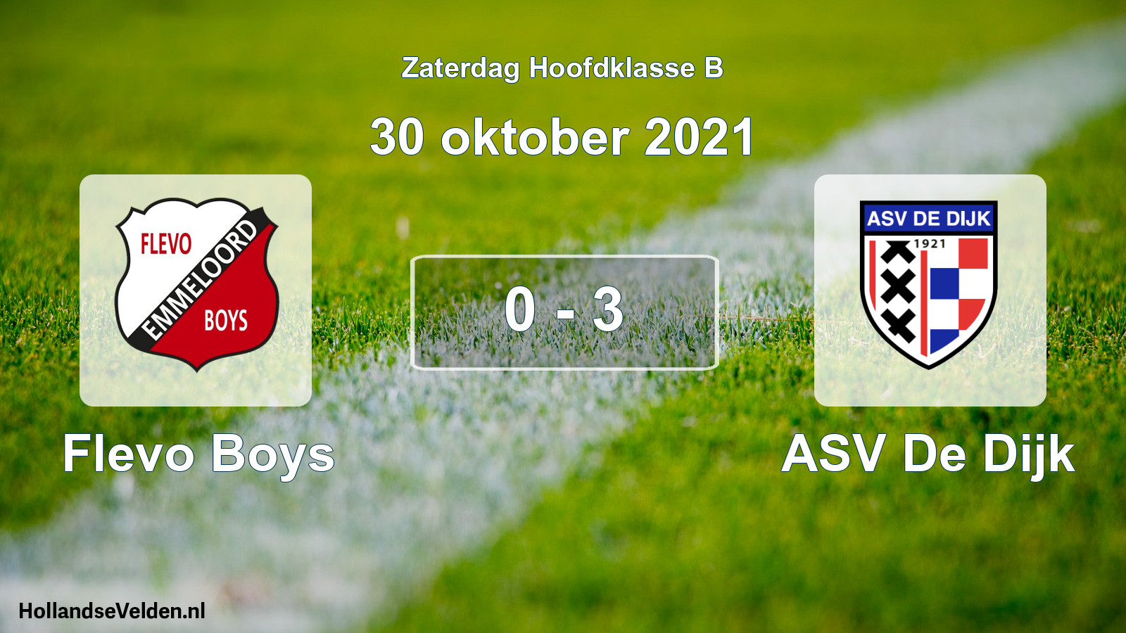 Total number of matches played: Flevo Boys - ASV De Dijk 0 - 3 (30 October 2021)
