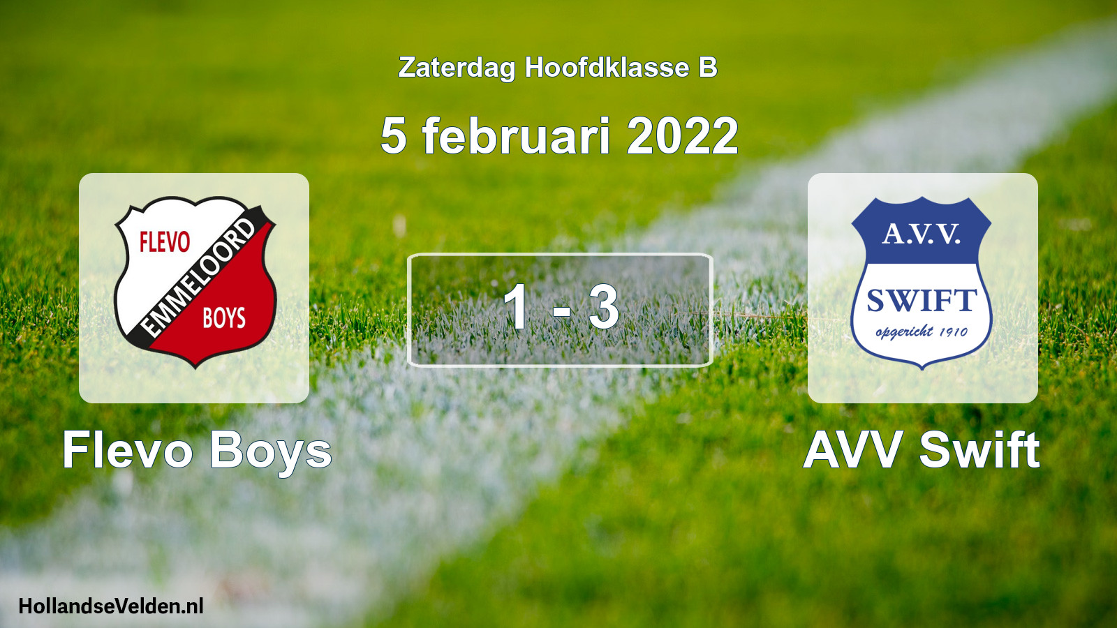 Total number of matches played: Flevo Boys - AVV Swift 1 - 3 (5 February 2022)