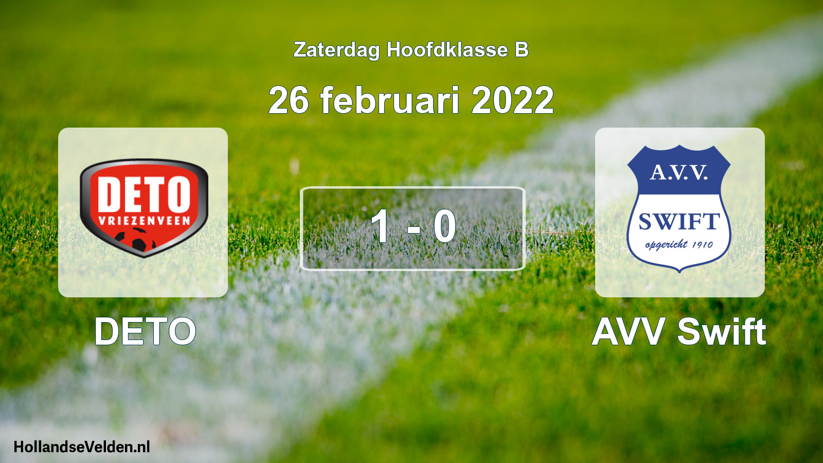 Total number of matches played: DETO - AVV Swift 1 - 0 (26 February 2022)