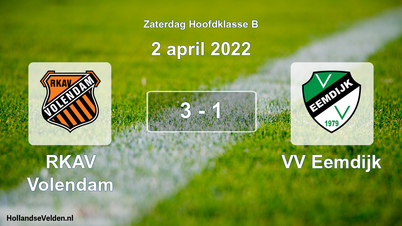 Total number of matches played: RKAV Volendam - VV Eemdijk 3 - 1 (2 April 2022)