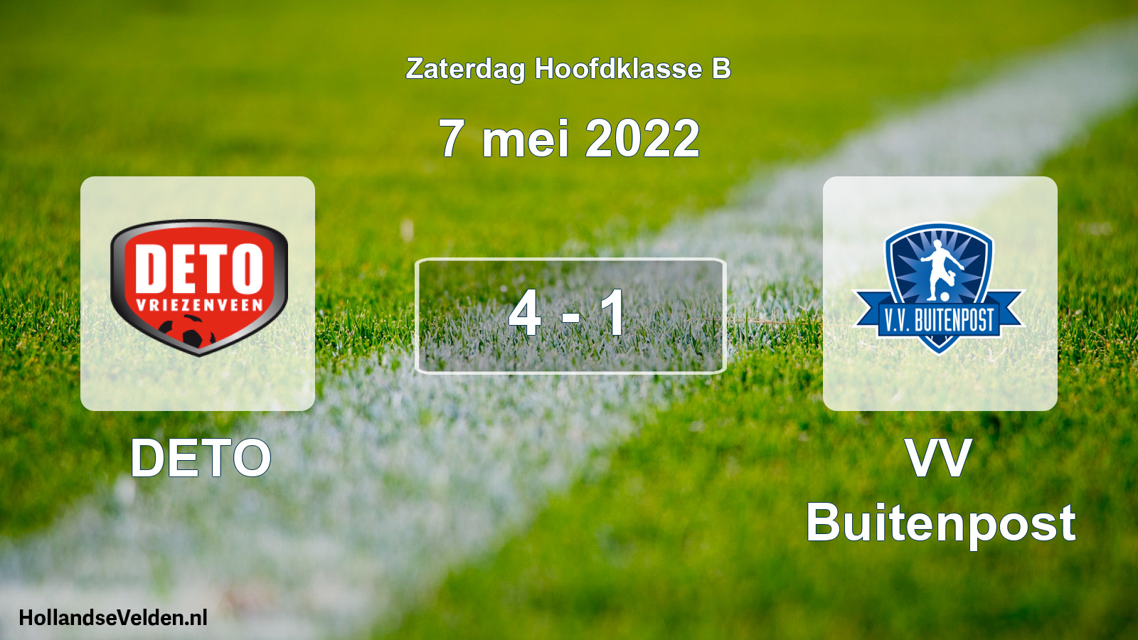Total number of matches played: DETO - VV Buitenpost 4 - 1 (7 May 2022)