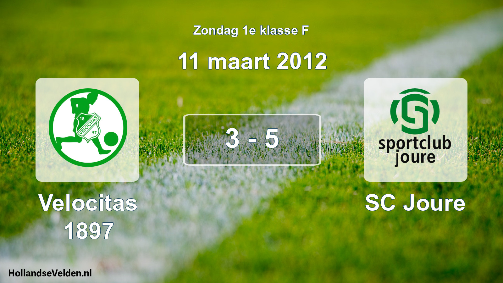 Total number of matches played: Velocitas 1897 - SC Joure 3 - 5 (11 March 2012)