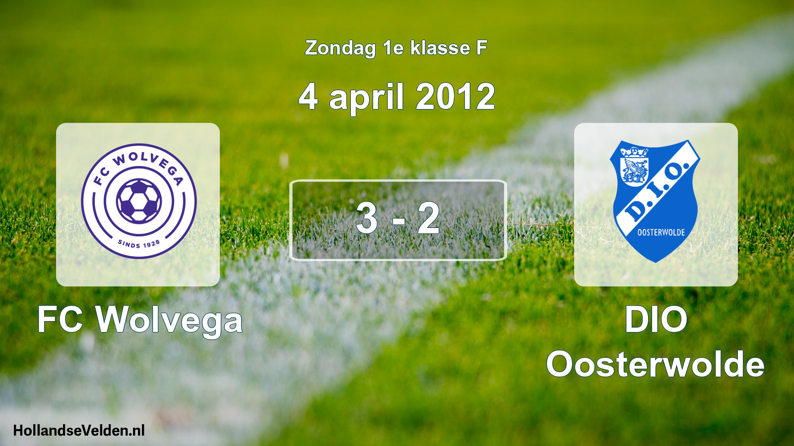 Total number of matches played: FC Wolvega - DIO Oosterwolde 3 - 2 (4 April 2012)
