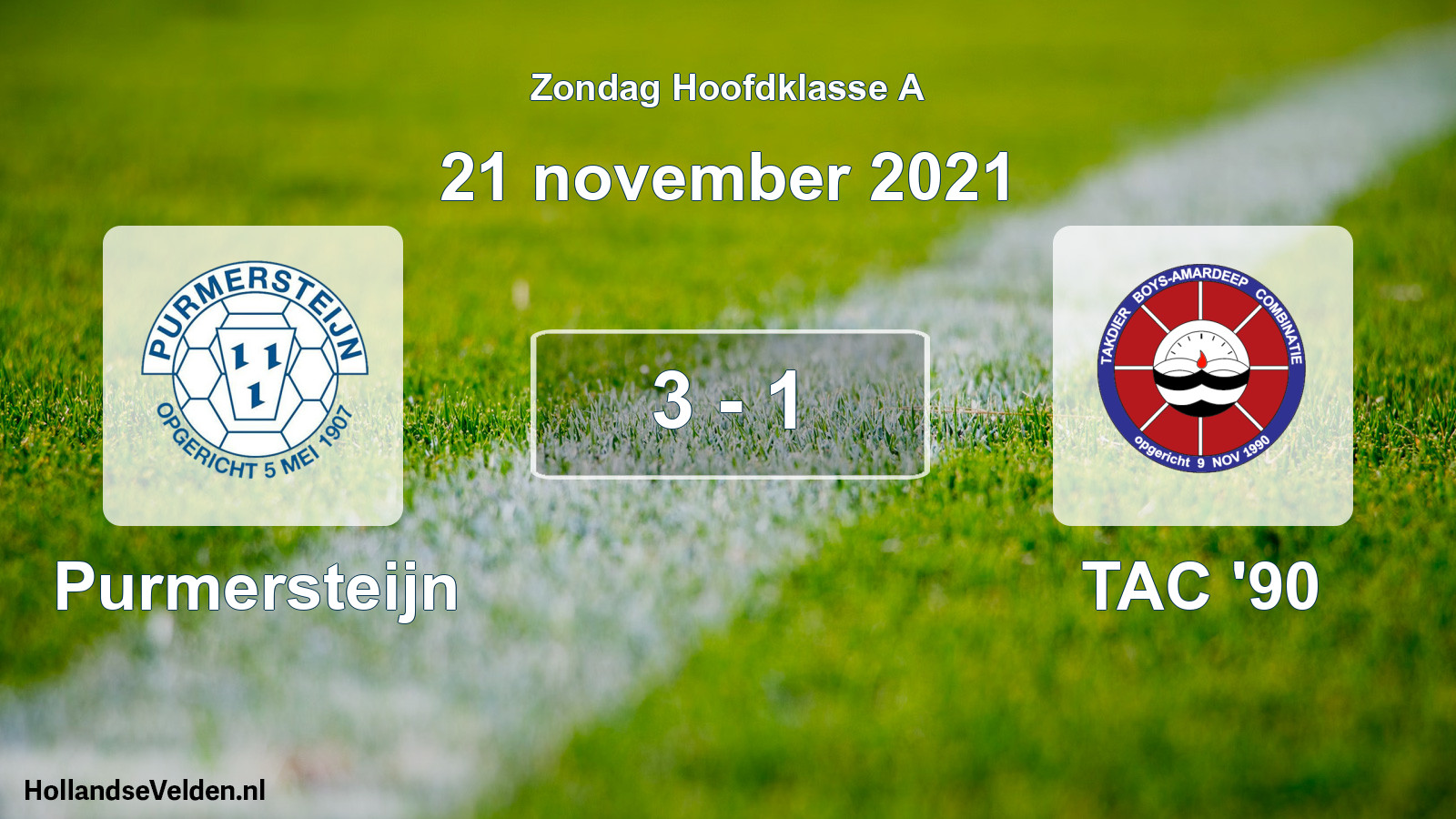 Total number of matches played: Purmersteijn - TAC '90 3 - 1 (21 November 2021)